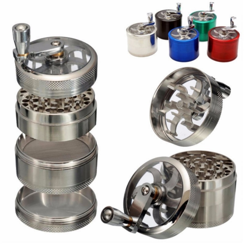 Battery STYLE  Zinc Alloy Crank Herb Mill Crusher Tobacco Smoke Grinder 