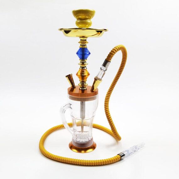 16" Golden Glass Water Pipe Hookah-Narguile W/ Lights